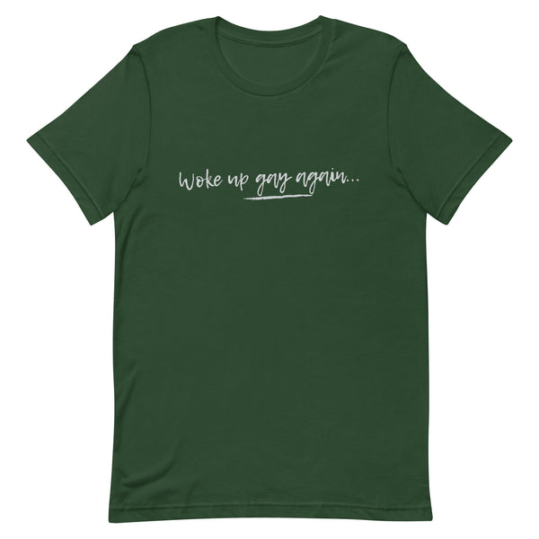 Forest green unisex T-shirt with short sleeves, white handwritten 
