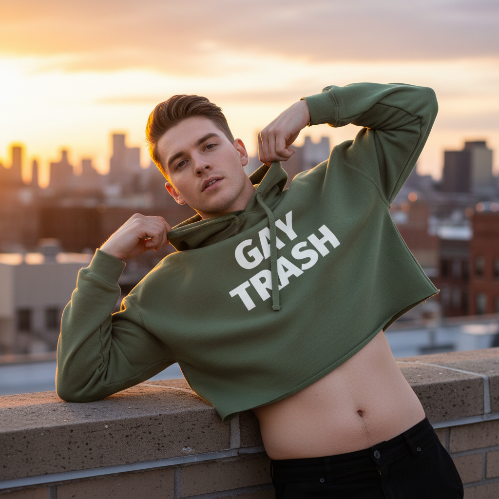Gay Trash Crop Hoodie