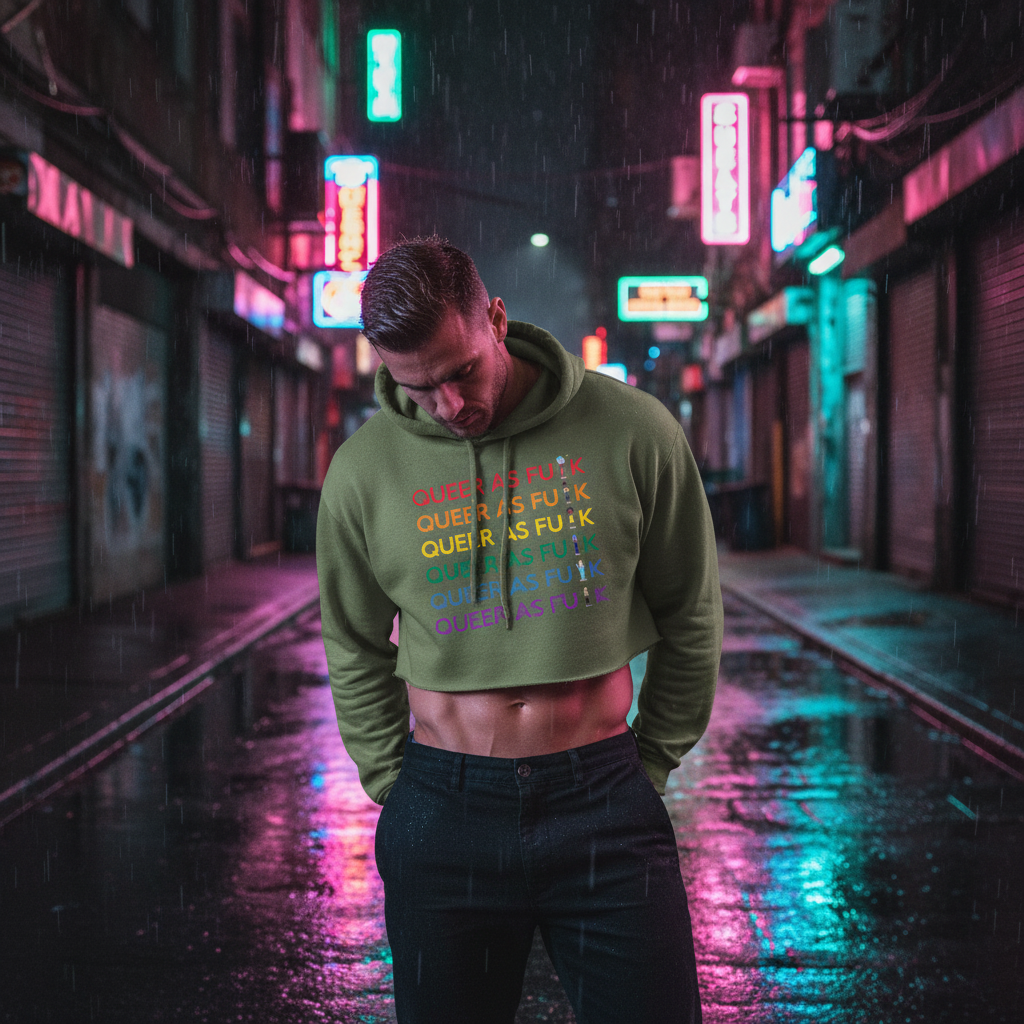 Queer As Fu#k Crop Hoodie