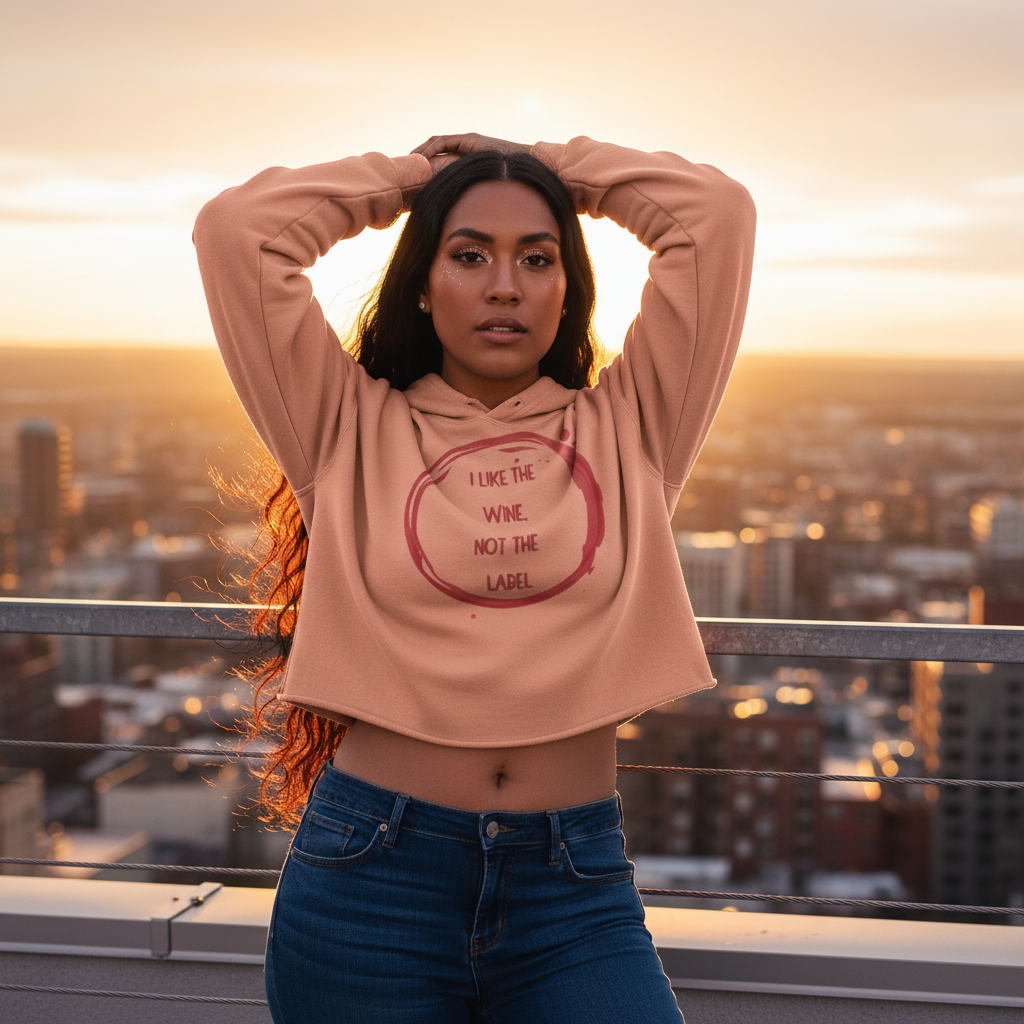 I Like The Wine Not The Label Pansexual Crop Hoodie