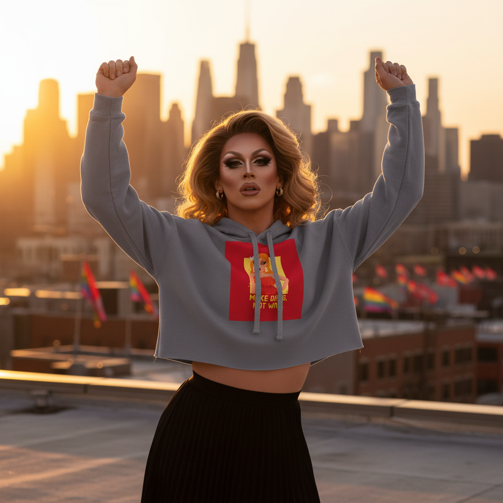 Make Drag Not War Crop Hoodie