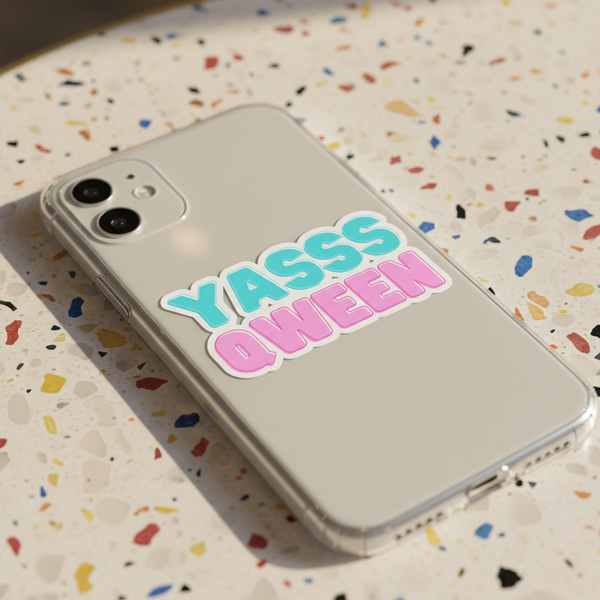 White smartphone in a clear case on terrazzo, sporting a 