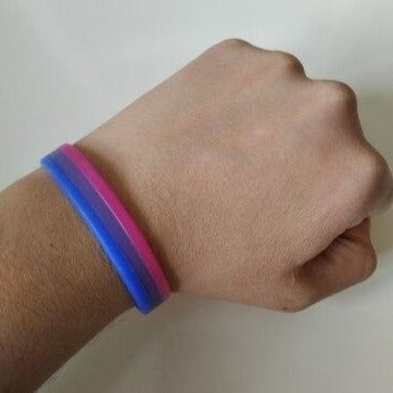  Bisexual Pride Rubber Wristband (Set Of 3) by Queer In The World sold by Queer In The World: The Shop - LGBT Merch Fashion