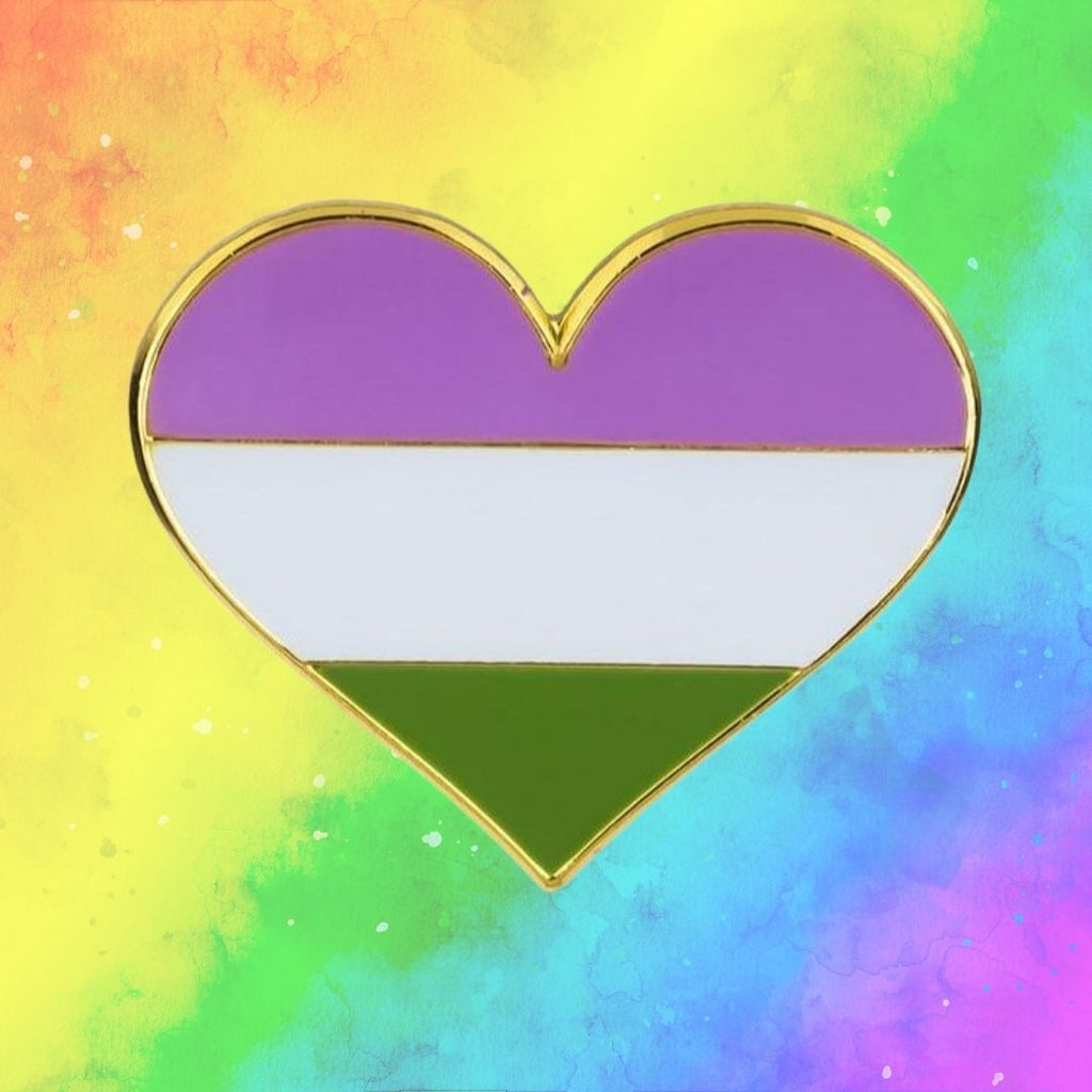  Genderqueer Pride Heart Enamel Pin by Queer In The World sold by Queer In The World: The Shop - LGBT Merch Fashion