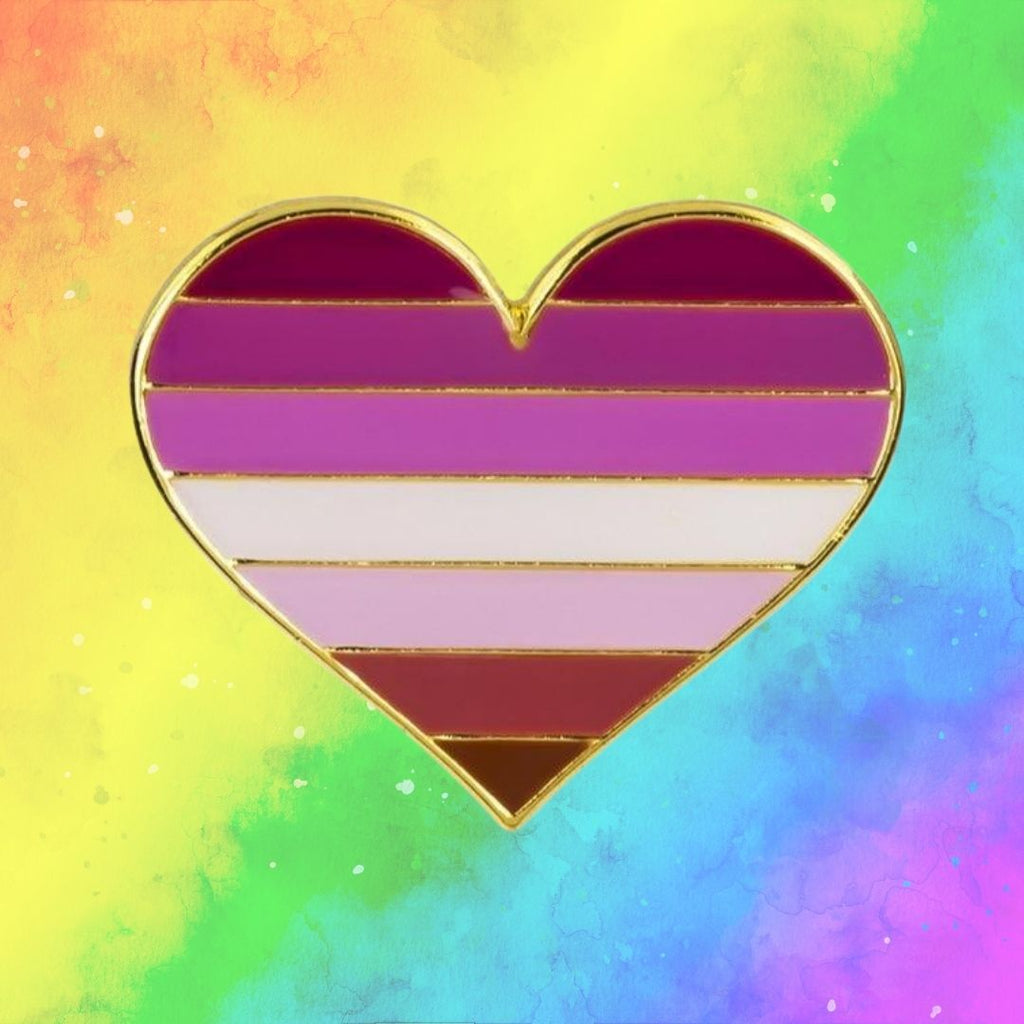  Lesbian Pride Heart Enamel Pin by Queer In The World sold by Queer In The World: The Shop - LGBT Merch Fashion
