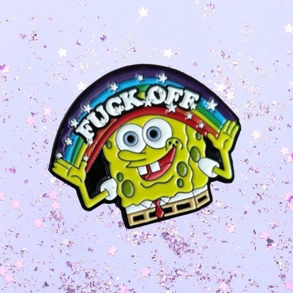  Fuck Off Rainbow Spongebob Enamel Pin by Queer In The World sold by Queer In The World: The Shop - LGBT Merch Fashion