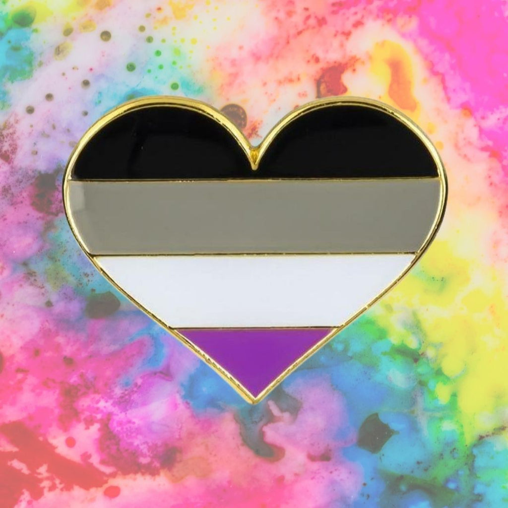  Asexual Pride Heart Enamel Pin by Queer In The World sold by Queer In The World: The Shop - LGBT Merch Fashion