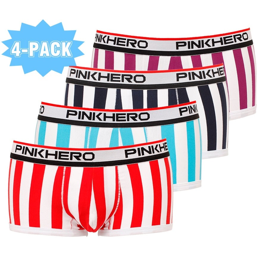 Mix 1 Pink Heroes Striped Boxers (4 Pack) by Queer In The World sold by Queer In The World: The Shop - LGBT Merch Fashion