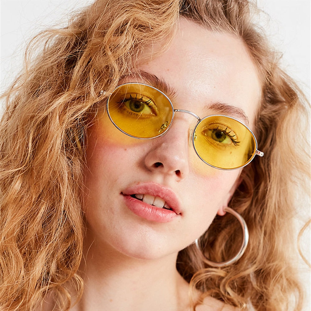 90s Yellow Oval Mini Sunglasses