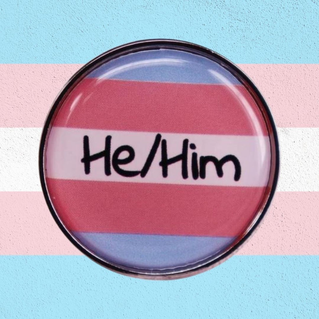  He/Him Trans Pride Enamel Pin by Queer In The World sold by Queer In The World: The Shop - LGBT Merch Fashion