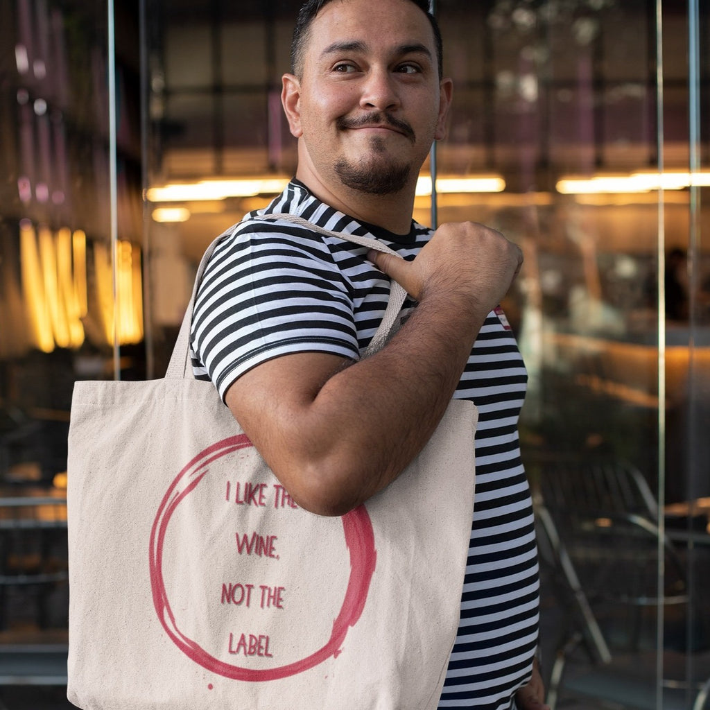  I Like The Wine Not The Label Pansexual Large Organic Tote Bag by Queer In The World Originals sold by Queer In The World: The Shop - LGBT Merch Fashion