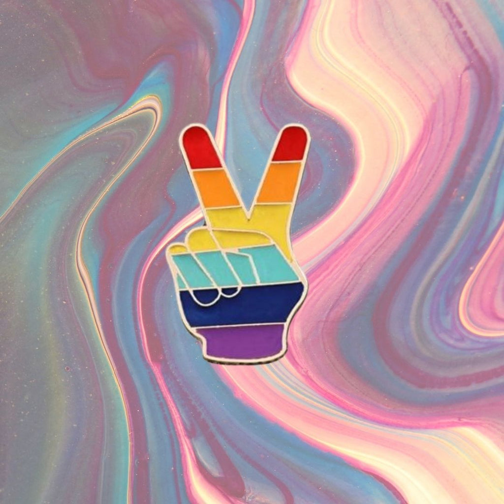 LGBT V Sign Pride Enamel Pin by Queer In The World sold by Queer In The World: The Shop - LGBT Merch Fashion