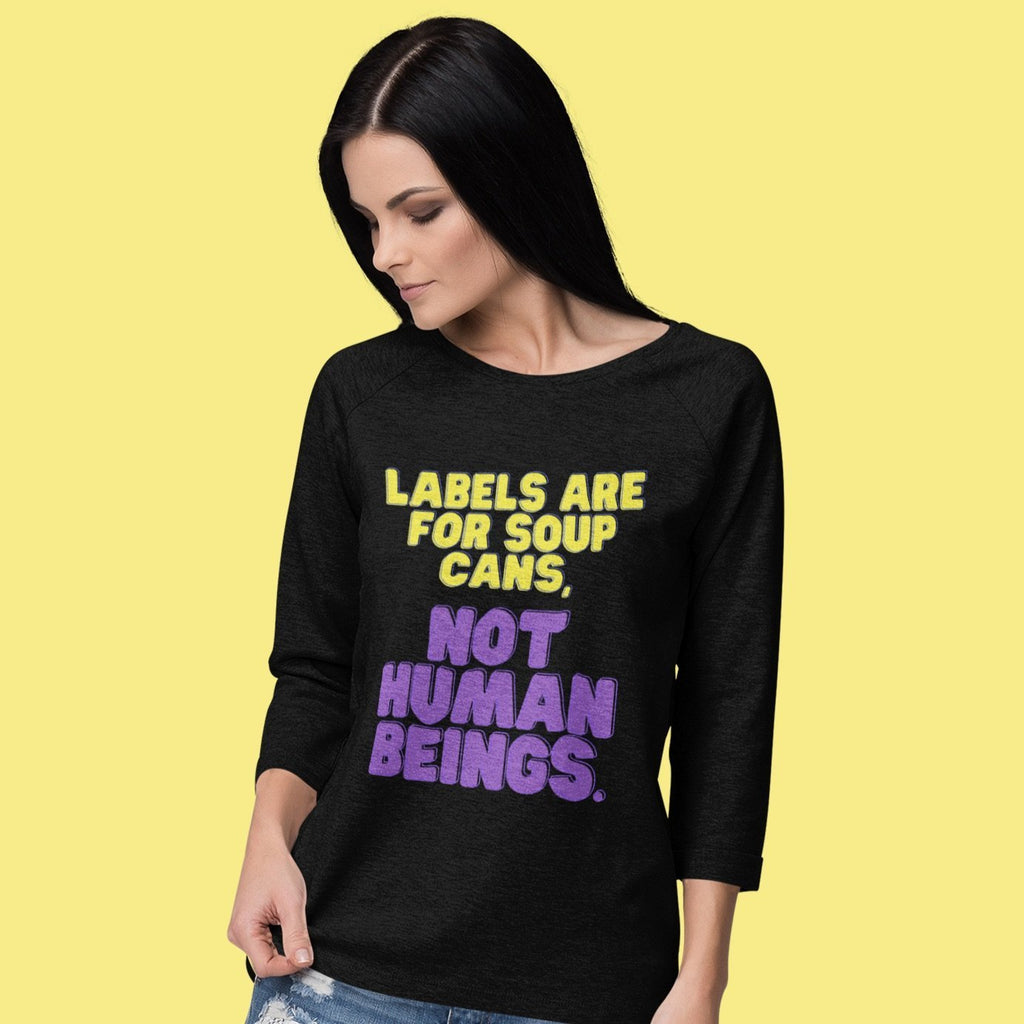 Black Labels Are For Soup Cans Unisex Long Sleeve T-Shirt by Printful sold by Queer In The World: The Shop - LGBT Merch Fashion