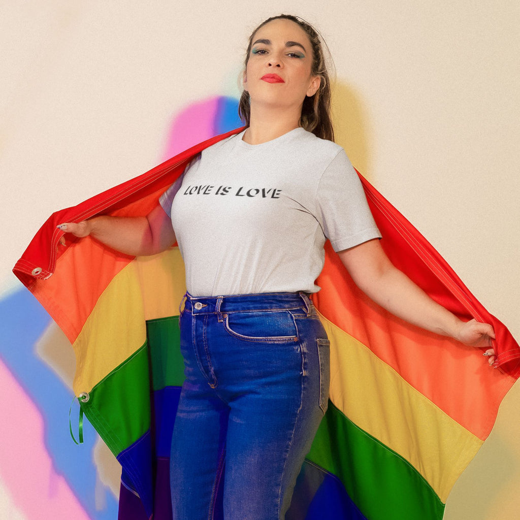 Sport Grey Love Is Love T-Shirt by Queer In The World Originals sold by Queer In The World: The Shop - LGBT Merch Fashion