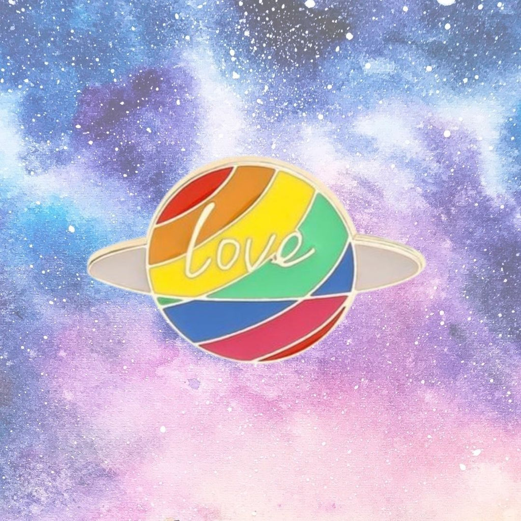  Love Planet Enamel Pin by Queer In The World sold by Queer In The World: The Shop - LGBT Merch Fashion