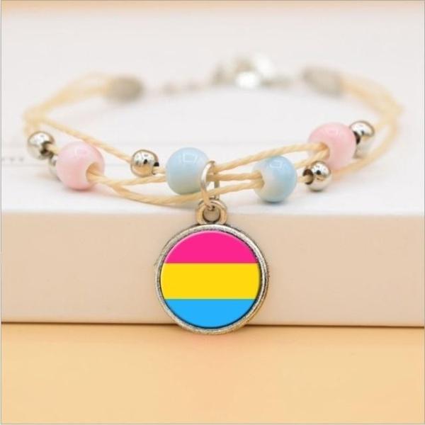  Pansexual Pride Beaded Rope Chain Bracelet by Queer In The World sold by Queer In The World: The Shop - LGBT Merch Fashion