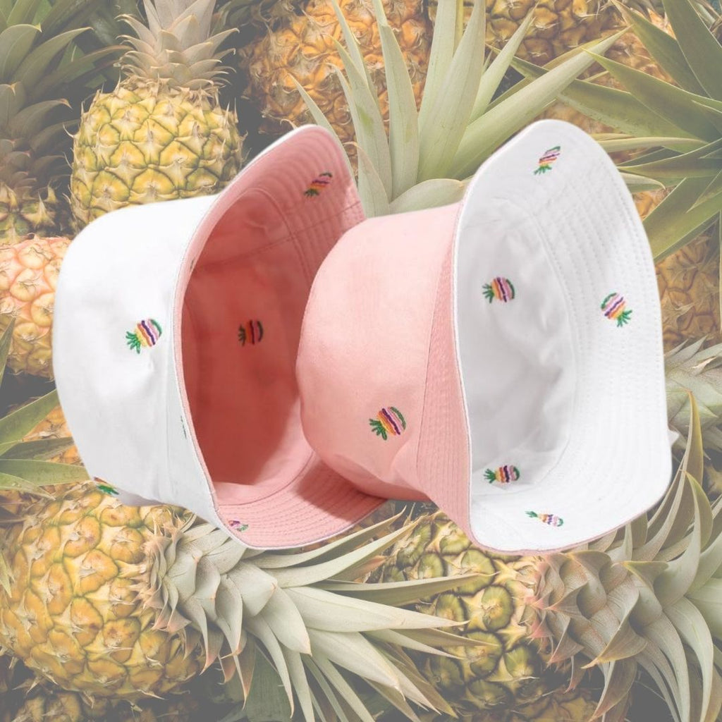 Black Rainbow Pineapple Printed Fisherman Hat by Queer In The World sold by Queer In The World: The Shop - LGBT Merch Fashion
