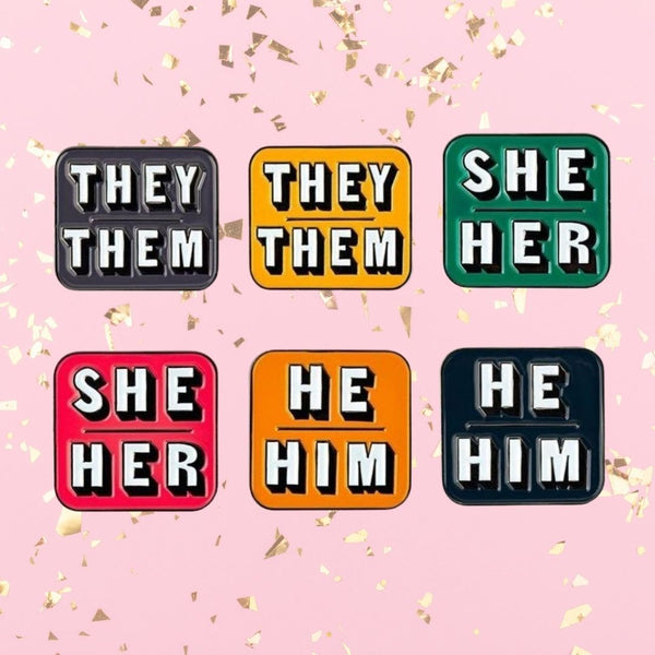  Personal Gender Pronouns Enamel Pins (Set Of 3) by Queer In The World sold by Queer In The World: The Shop - LGBT Merch Fashion