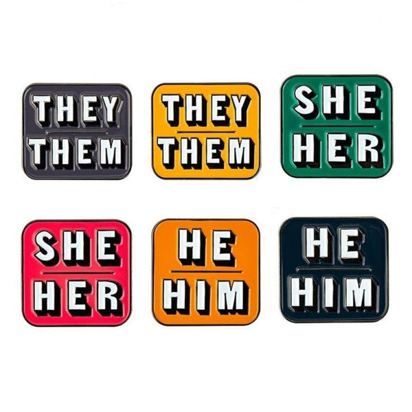  Personal Gender Pronouns Enamel Pins (Set Of 3) by Queer In The World sold by Queer In The World: The Shop - LGBT Merch Fashion