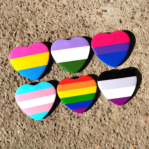  Bisexual Pride Heart Badge by Queer In The World sold by Queer In The World: The Shop - LGBT Merch Fashion