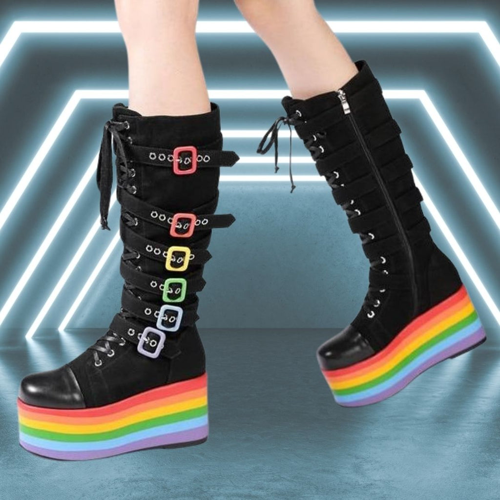  Rainbow Flat Platform Shoes by Queer In The World sold by Queer In The World: The Shop - LGBT Merch Fashion