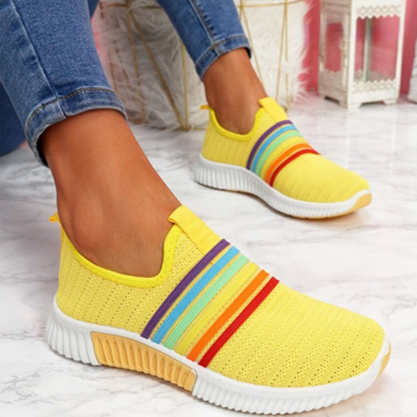 Yellow Walk With Pride Breathable Sneakers by Queer In The World sold by Queer In The World: The Shop - LGBT Merch Fashion