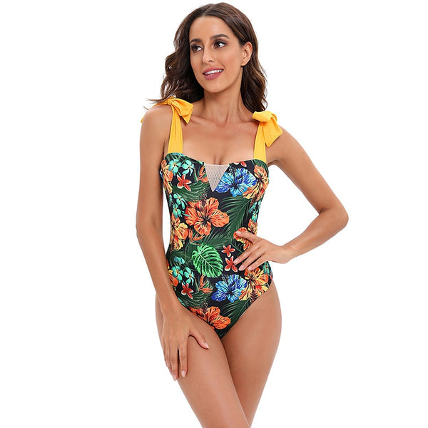 Green Retro Tropical One Piece Swimsuit by Queer In The World sold by Queer In The World: The Shop - LGBT Merch Fashion