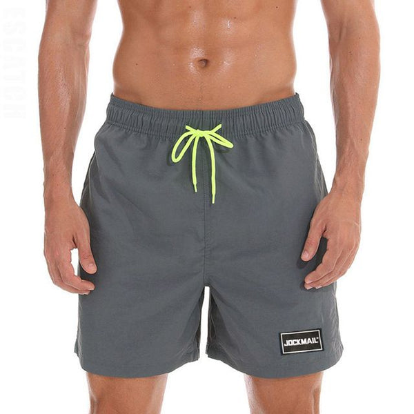 Gray Jockmail Quick Dry Beach Shorts by Queer In The World sold by Queer In The World: The Shop - LGBT Merch Fashion