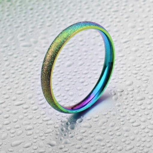  Sand Blast Finish Pride Ring by Queer In The World sold by Queer In The World: The Shop - LGBT Merch Fashion