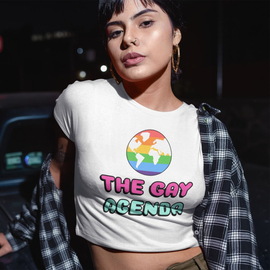 Heather Olive The Gay Agenda Crop Top by Queer In The World Originals sold by Queer In The World: The Shop - LGBT Merch Fashion