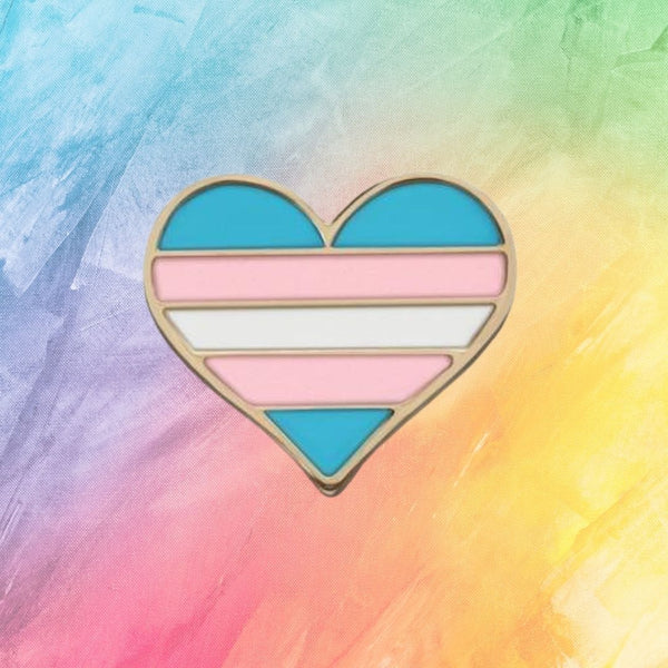  Trans Pride Heart Enamel Pin by Queer In The World sold by Queer In The World: The Shop - LGBT Merch Fashion