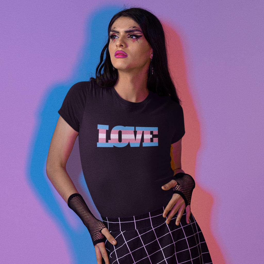 Black Heather Transgender Love T-Shirt by Queer In The World Originals sold by Queer In The World: The Shop - LGBT Merch Fashion