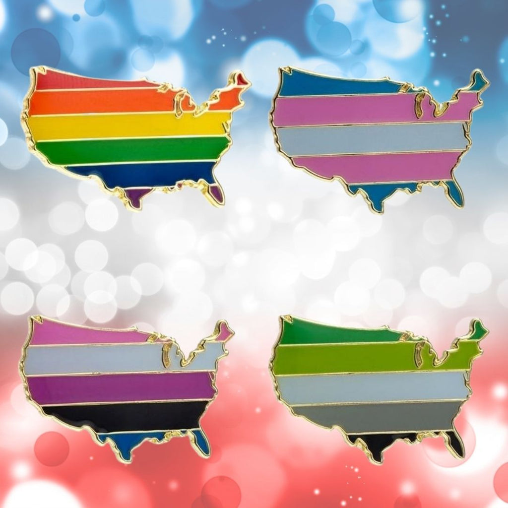  Queer USA Enamel Pins by Queer In The World sold by Queer In The World: The Shop - LGBT Merch Fashion