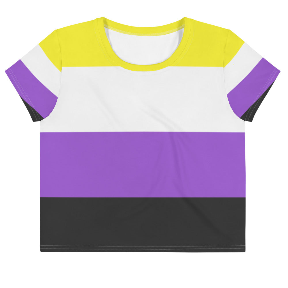  Non-Binary All-Over Crop T-Shirt by Queer In The World Originals sold by Queer In The World: The Shop - LGBT Merch Fashion