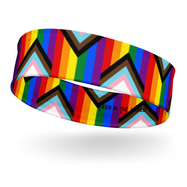 Rainbow Pride headband; LGBTQ+ Pride product with “LGBT Pride Headband” design