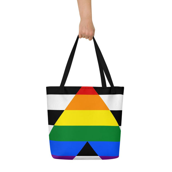 Black Straight Ally Extra Large Tote Bag by Queer In The World Originals sold by Queer In The World: The Shop - LGBT Merch Fashion