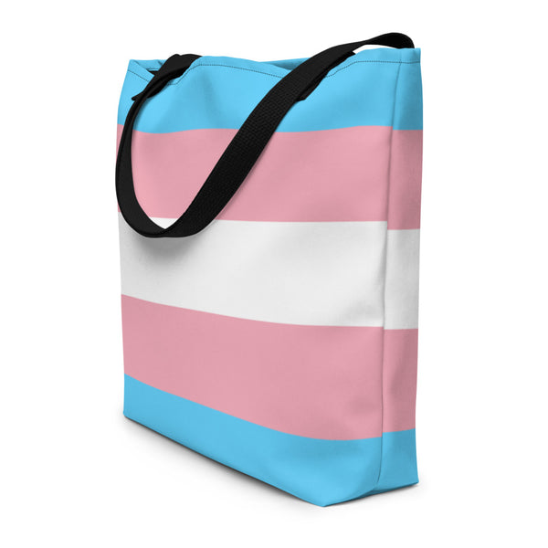 Black Transgender Pride Extra Large Tote Bag by Queer In The World Originals sold by Queer In The World: The Shop - LGBT Merch Fashion