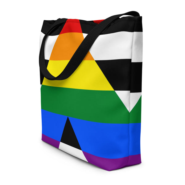 Black Straight Ally Extra Large Tote Bag by Printful sold by Queer In The World: The Shop - LGBT Merch Fashion