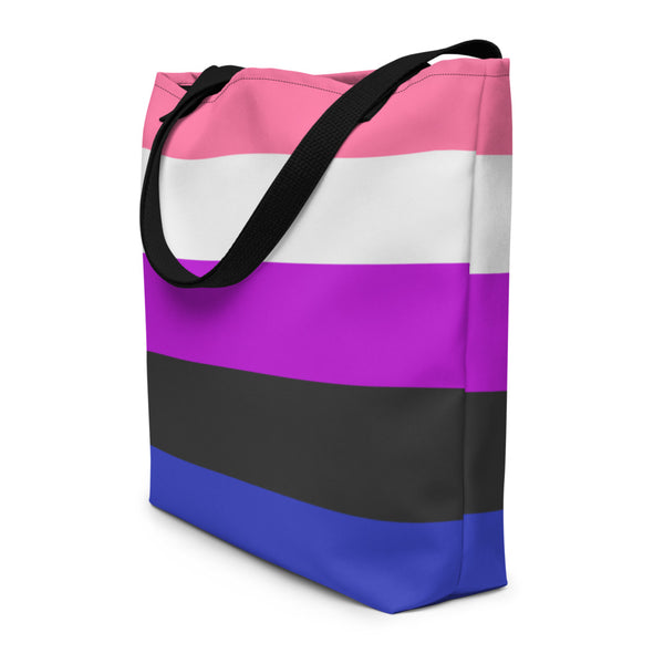 Black Genderfluid Extra Large Tote Bag by Queer In The World Originals sold by Queer In The World: The Shop - LGBT Merch Fashion