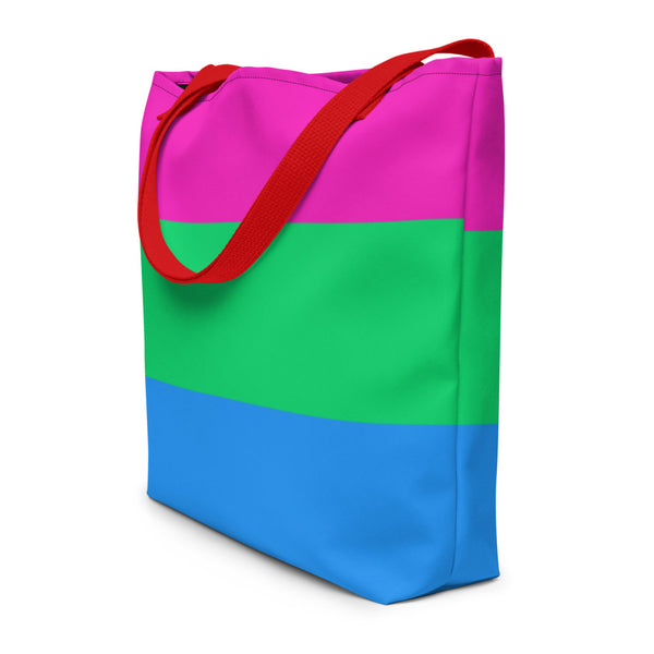 Red Polysexual Pride Extra Large Tote Bag by Queer In The World Originals sold by Queer In The World: The Shop - LGBT Merch Fashion
