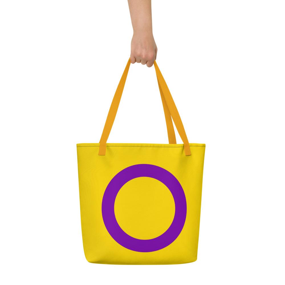 Black Intersex Pride Extra Large Tote Bag by Queer In The World Originals sold by Queer In The World: The Shop - LGBT Merch Fashion