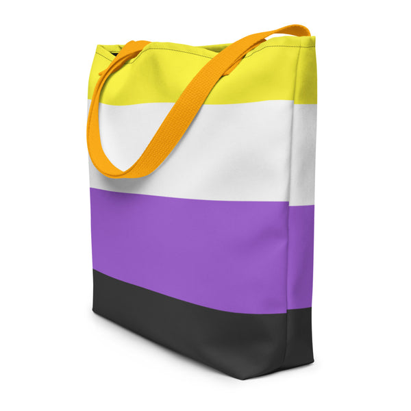 Yellow Non-Binary Extra Large Tote Bag by Queer In The World Originals sold by Queer In The World: The Shop - LGBT Merch Fashion