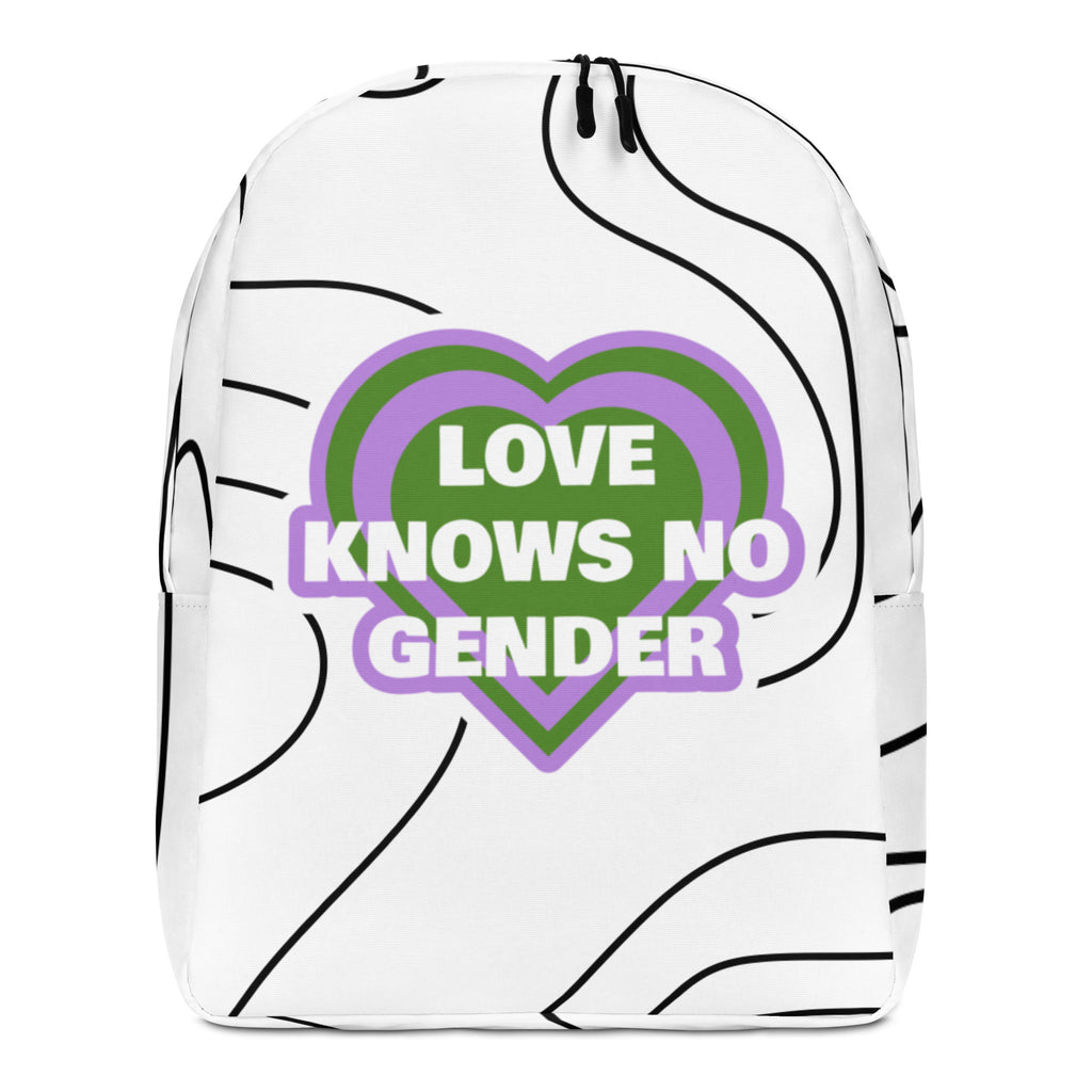  Love Knows No Gender Minimalist Backpack by Queer In The World Originals sold by Queer In The World: The Shop - LGBT Merch Fashion