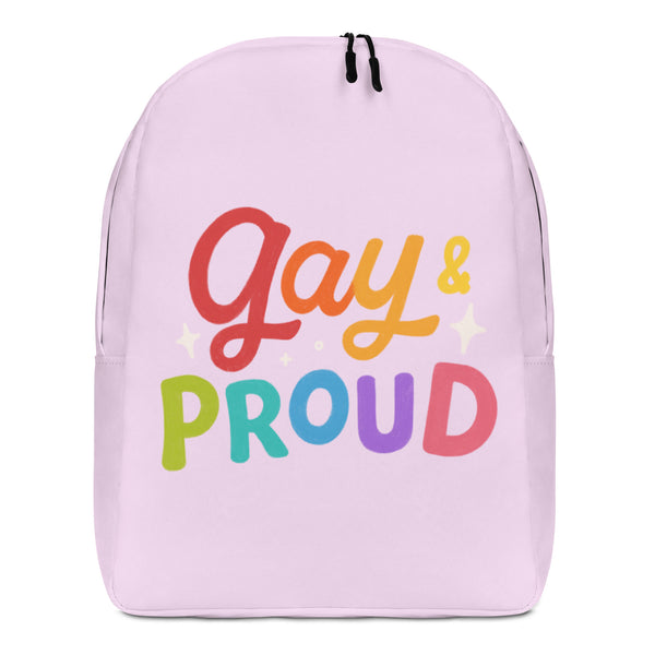  Gay & Proud Minimalist Backpack by Queer In The World Originals sold by Queer In The World: The Shop - LGBT Merch Fashion