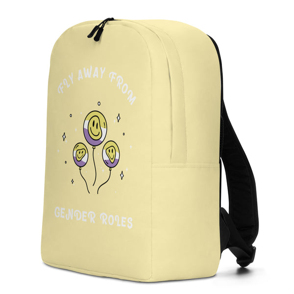  Fly Away From Gender Roles Minimalist Backpack by Queer In The World Originals sold by Queer In The World: The Shop - LGBT Merch Fashion