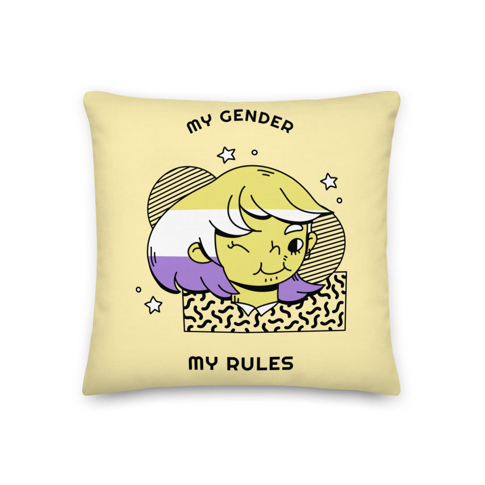  My Gender My Rules Premium Pillow by Queer In The World Originals sold by Queer In The World: The Shop - LGBT Merch Fashion