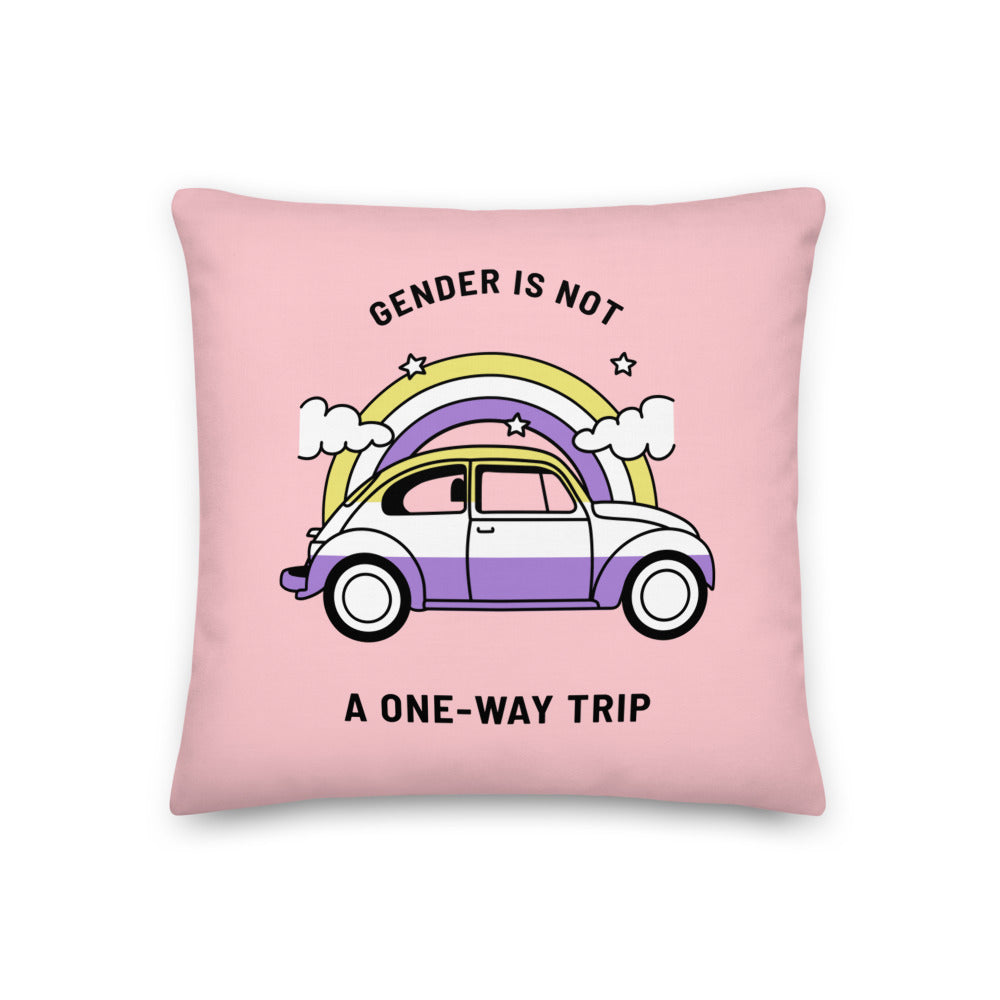  Gender Is Not A One-Way Trip Premium Pillow by Queer In The World Originals sold by Queer In The World: The Shop - LGBT Merch Fashion