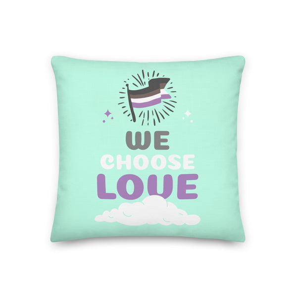  Asexual We Choose Love Pillow by Queer In The World Originals sold by Queer In The World: The Shop - LGBT Merch Fashion