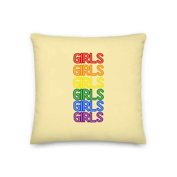  Girls Girls Girls Pillow by Queer In The World Originals sold by Queer In The World: The Shop - LGBT Merch Fashion