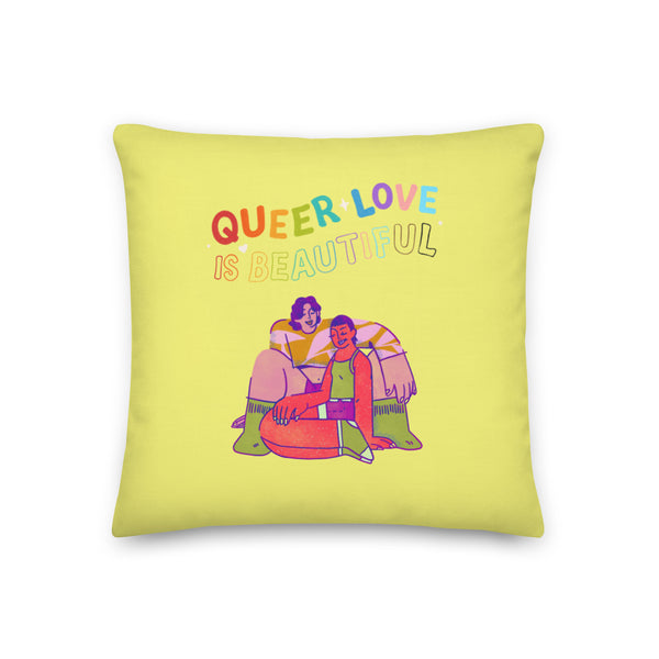  Queer Love Is Beautiful Pillow by Queer In The World Originals sold by Queer In The World: The Shop - LGBT Merch Fashion